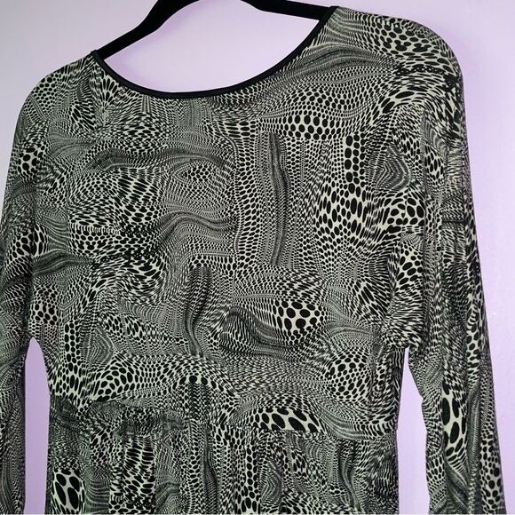Express Size M Babydoll Blouse Top 3/4 Sleeve Psychedelic Festival Y2K - Picture 7 of 8
